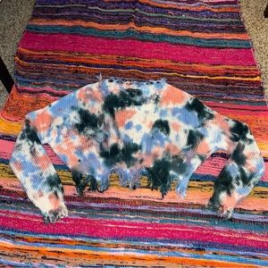 Current Mood Tie Dye Cropped Distressed Sweater Size S / M